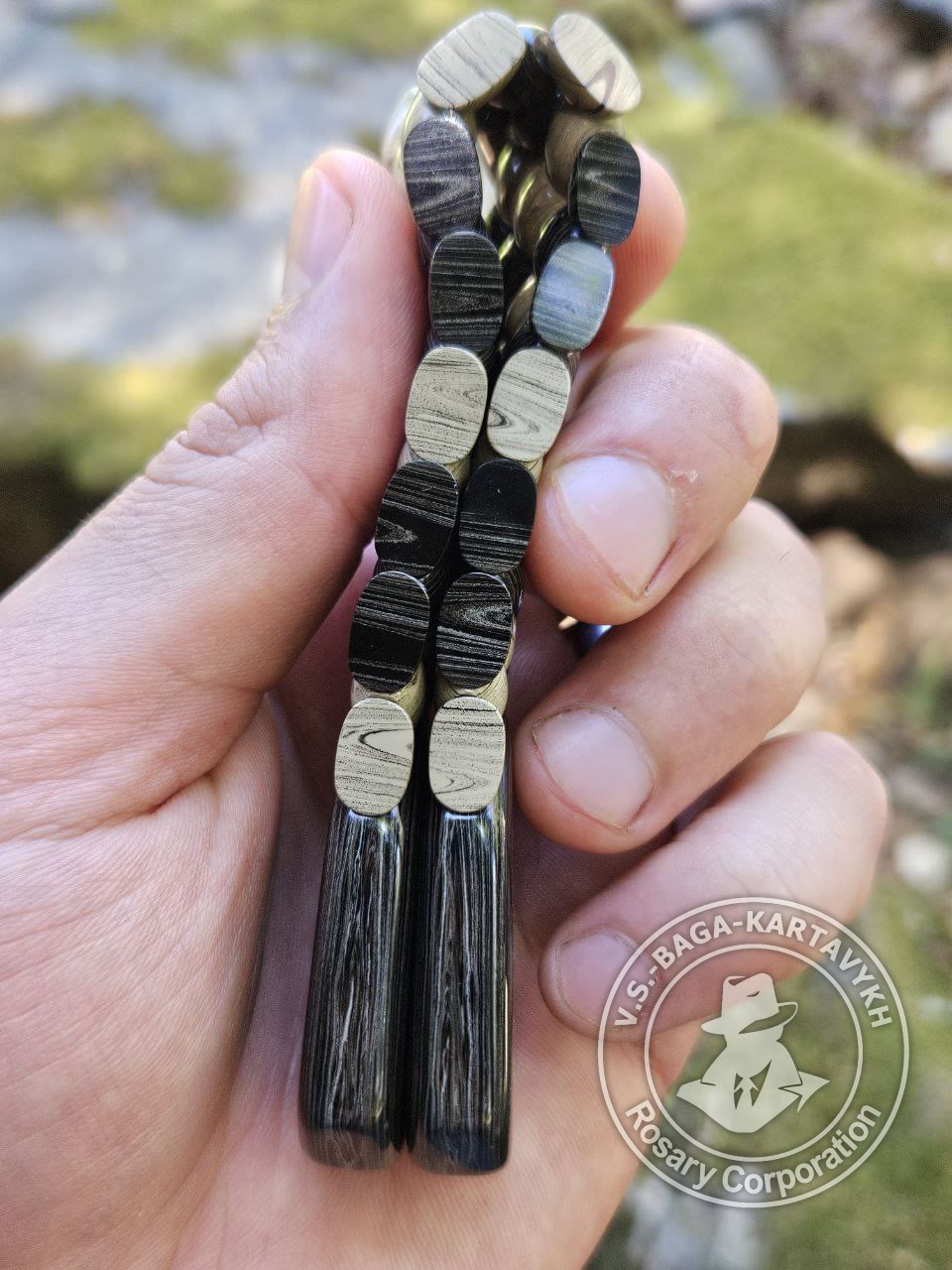 Mosaic worry beads — German colored ebonite, no. 214 — 5