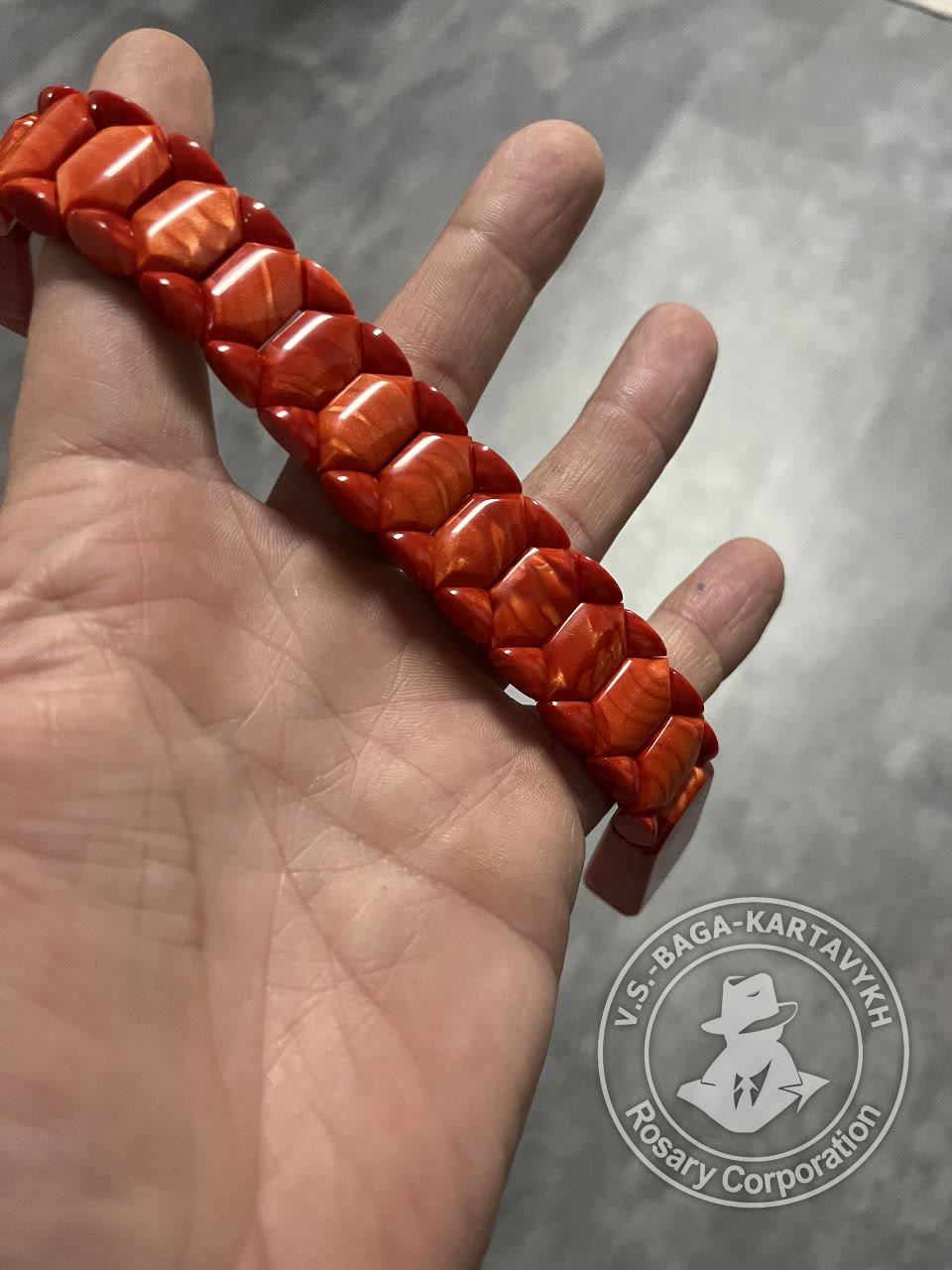 Hexagonal pogon worry beads — textolite, no. 288 — 3