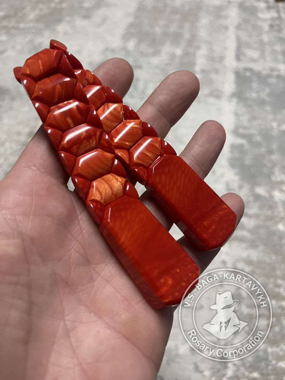 Hexagonal pogon worry beads — textolite, no. 288 — 5