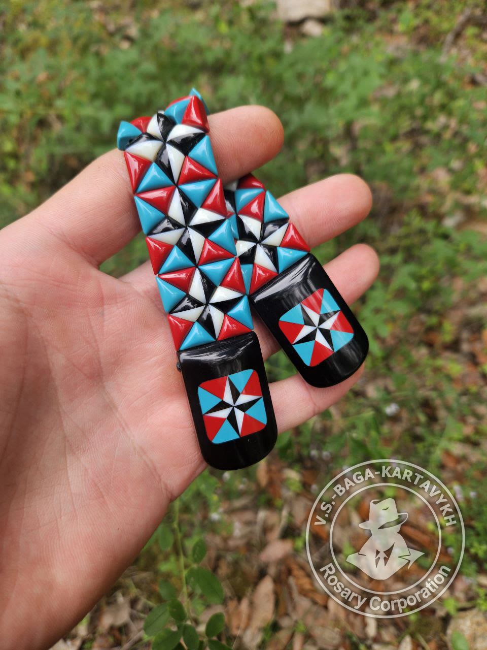 Mosaic worry beads — Soviet ebonite, no. 289 — 6