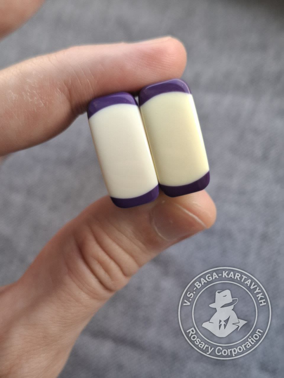 Hexagonal pogon worry beads — Aramith billiard ball, no. 302 — 3