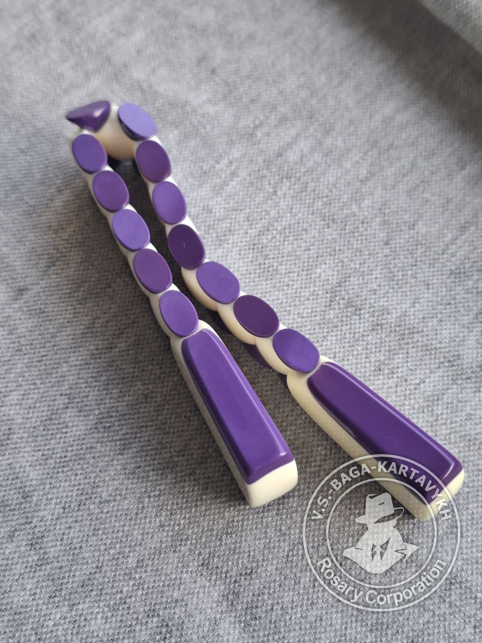 Hexagonal pogon worry beads — Aramith billiard ball, no. 302 — 6