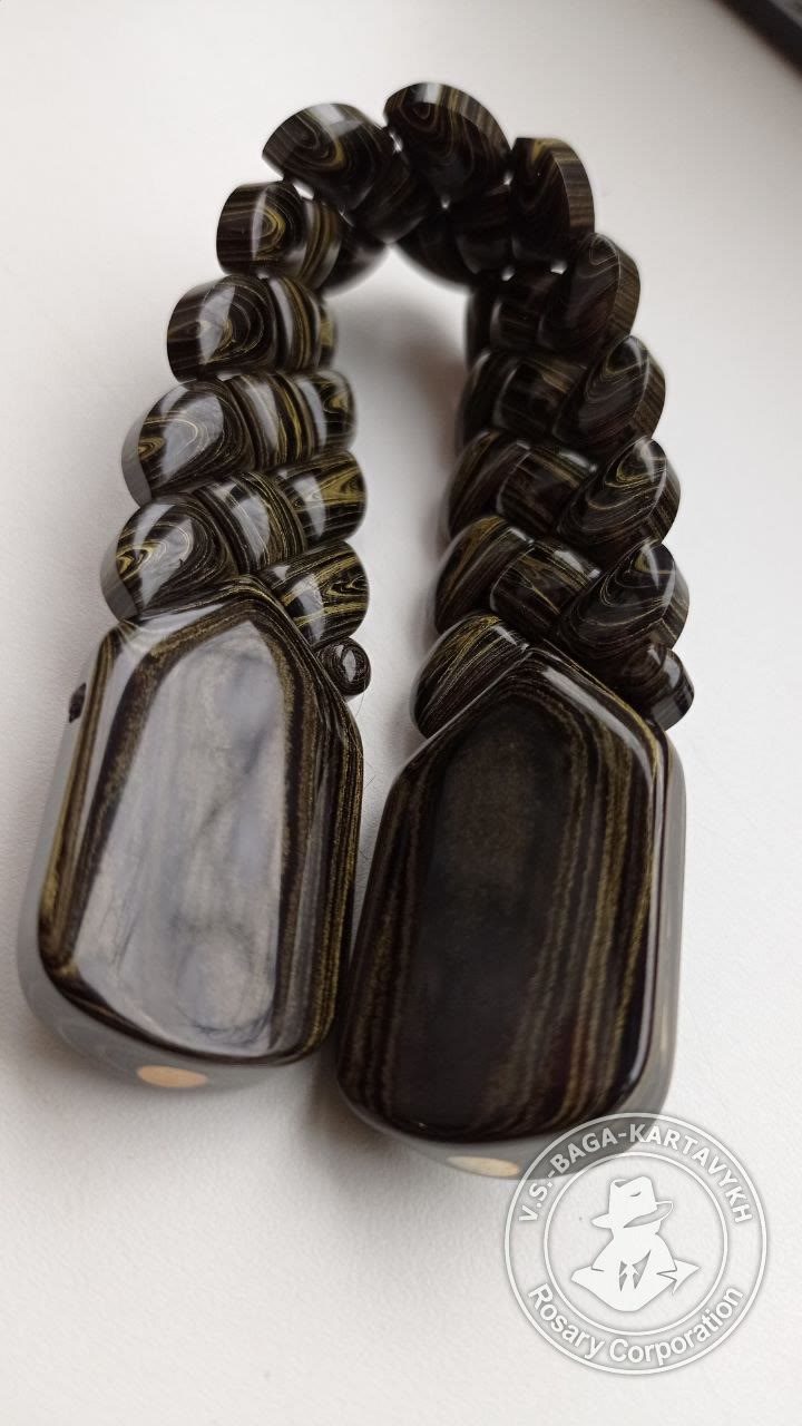 Pogon worry beads — German colored ebonite, no. 311 — 7