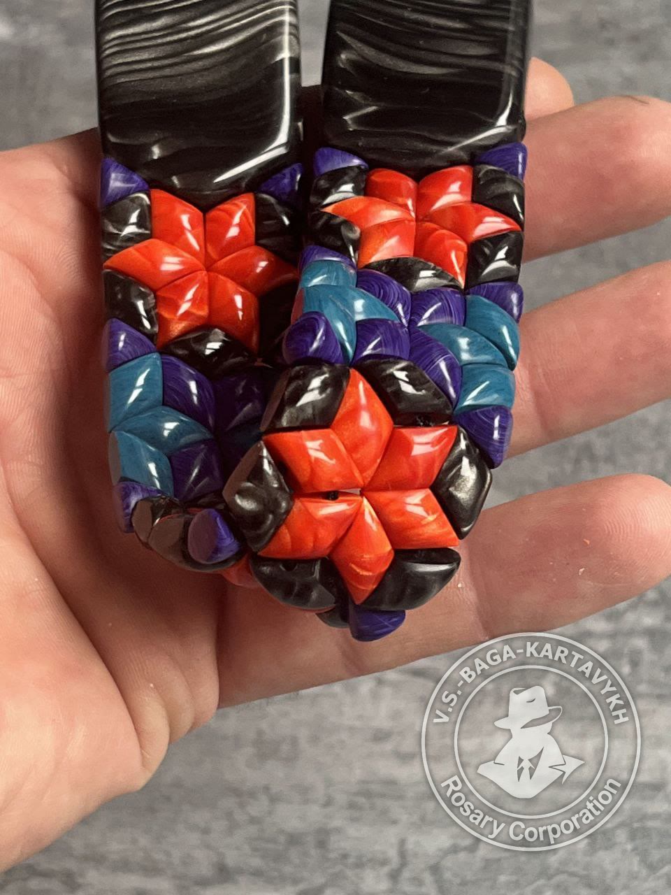 Mosaic worry beads — juma, no. 383 — 3