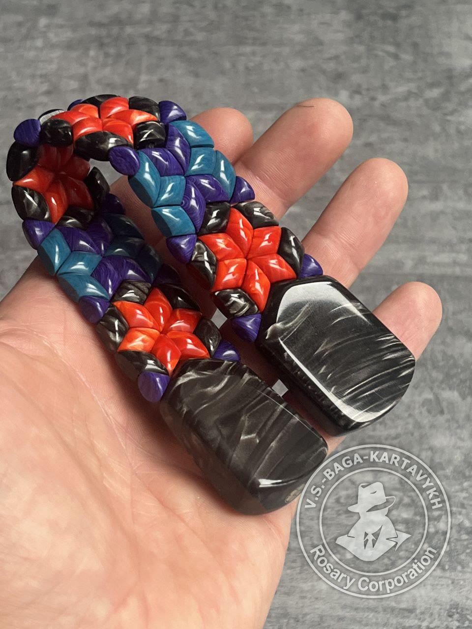 Mosaic worry beads — juma, no. 383 — 4