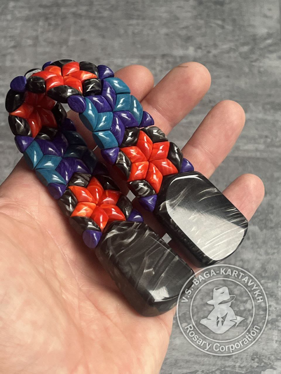 Mosaic worry beads — juma, no. 383 — 6