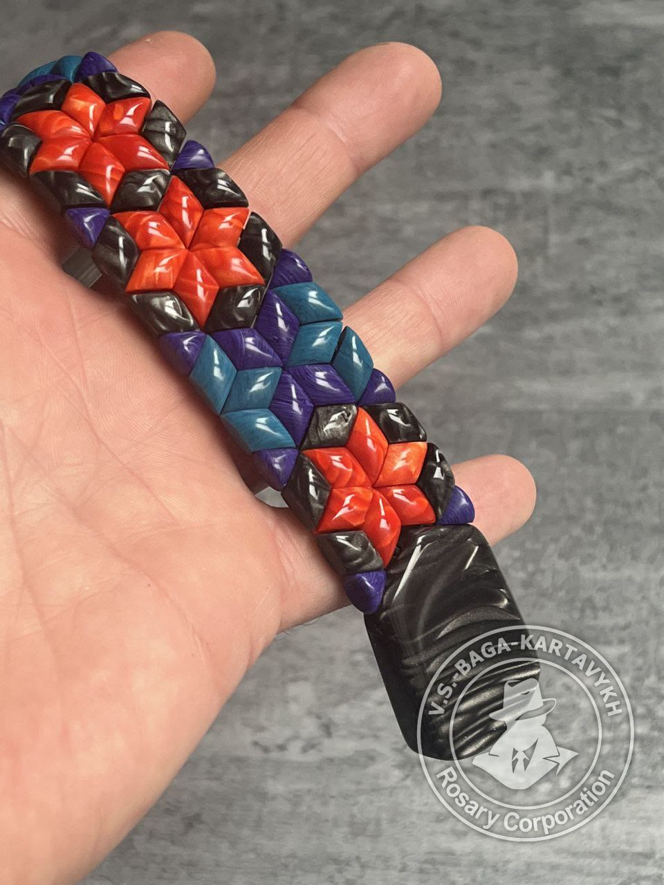 Mosaic worry beads — juma, no. 383 — 7