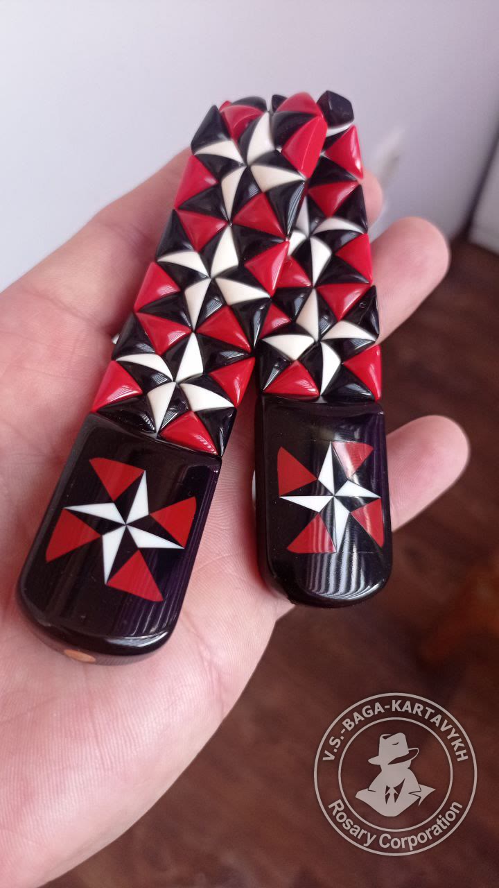 Mosaic worry beads — Soviet ebonite, no. 434 — 8