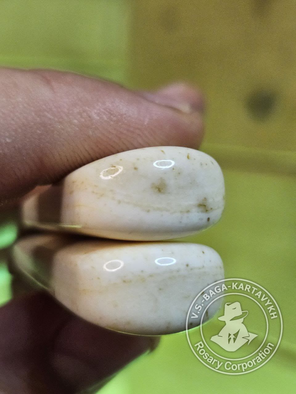 Hexagonal pogon worry beads — walrus tusk, no. 442 — 3