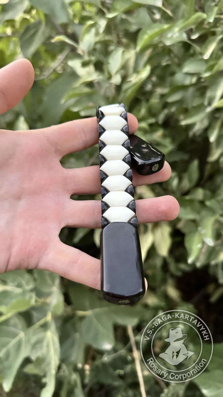 Hexagonal pogon worry beads — Soviet ebonite, no. 447 — 3