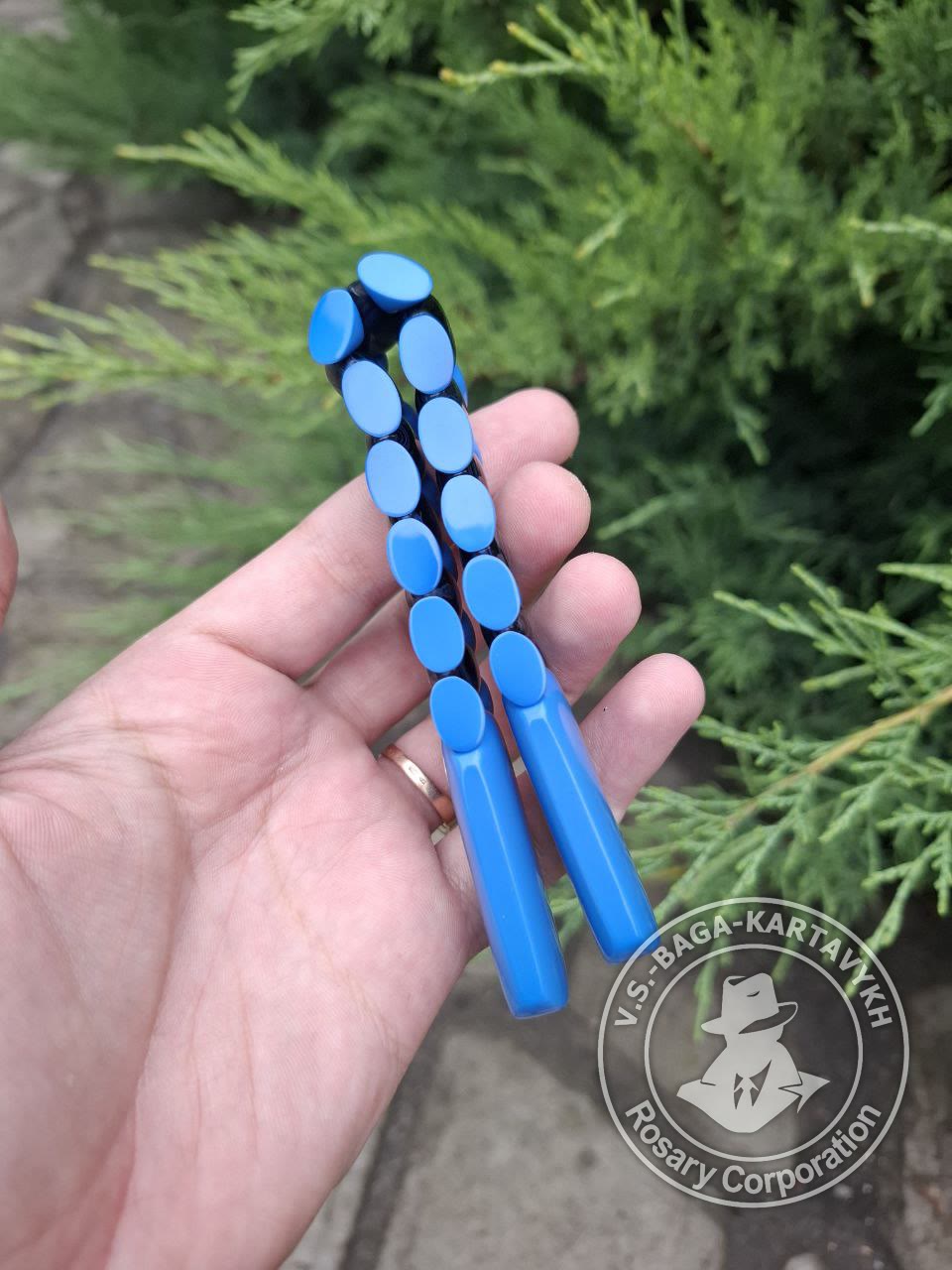 Hexagonal pogon worry beads — German colored ebonite, no. 459 — 5