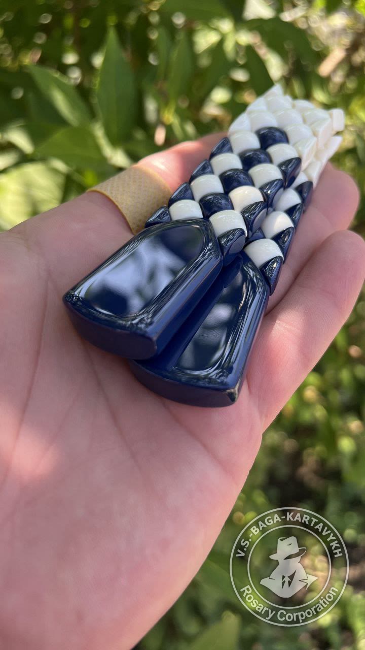 Mosaic worry beads — Aramith bowling ball, no. 466 — 2