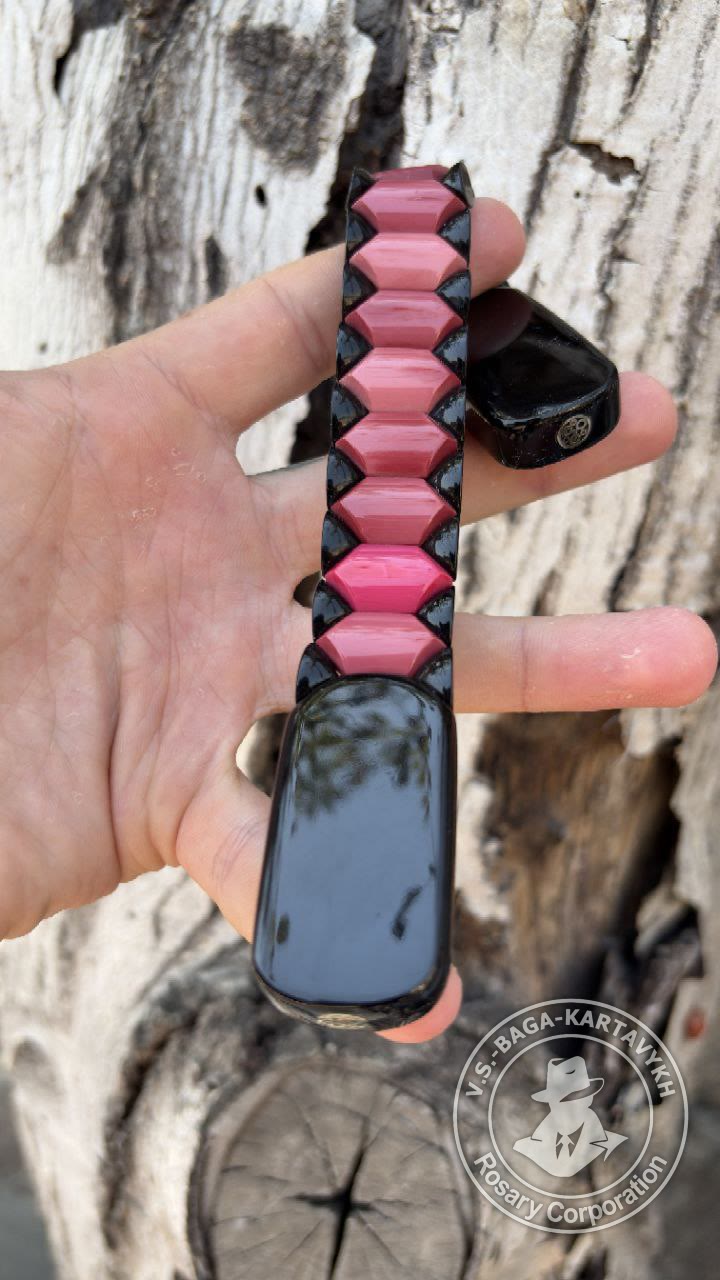 Hexagonal pogon worry beads — Soviet ebonite, no. 495 — 3