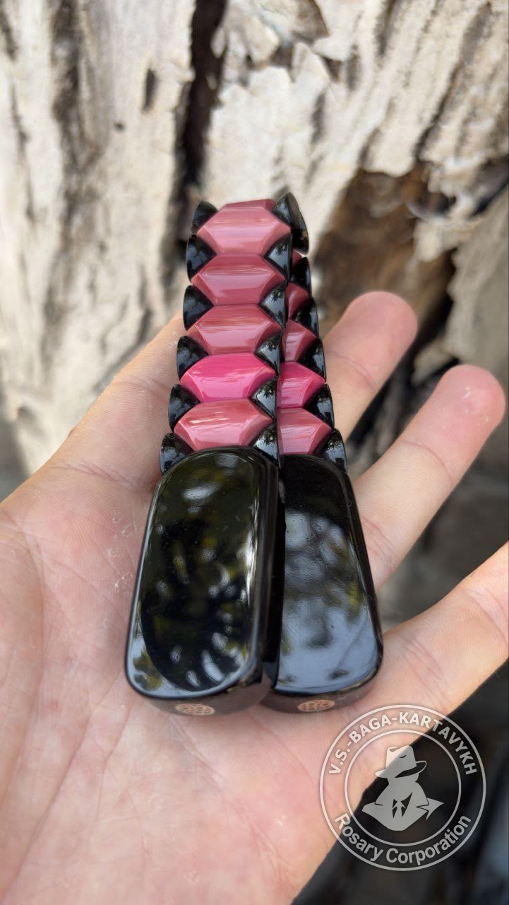 Hexagonal pogon worry beads — Soviet ebonite, no. 495 — 4