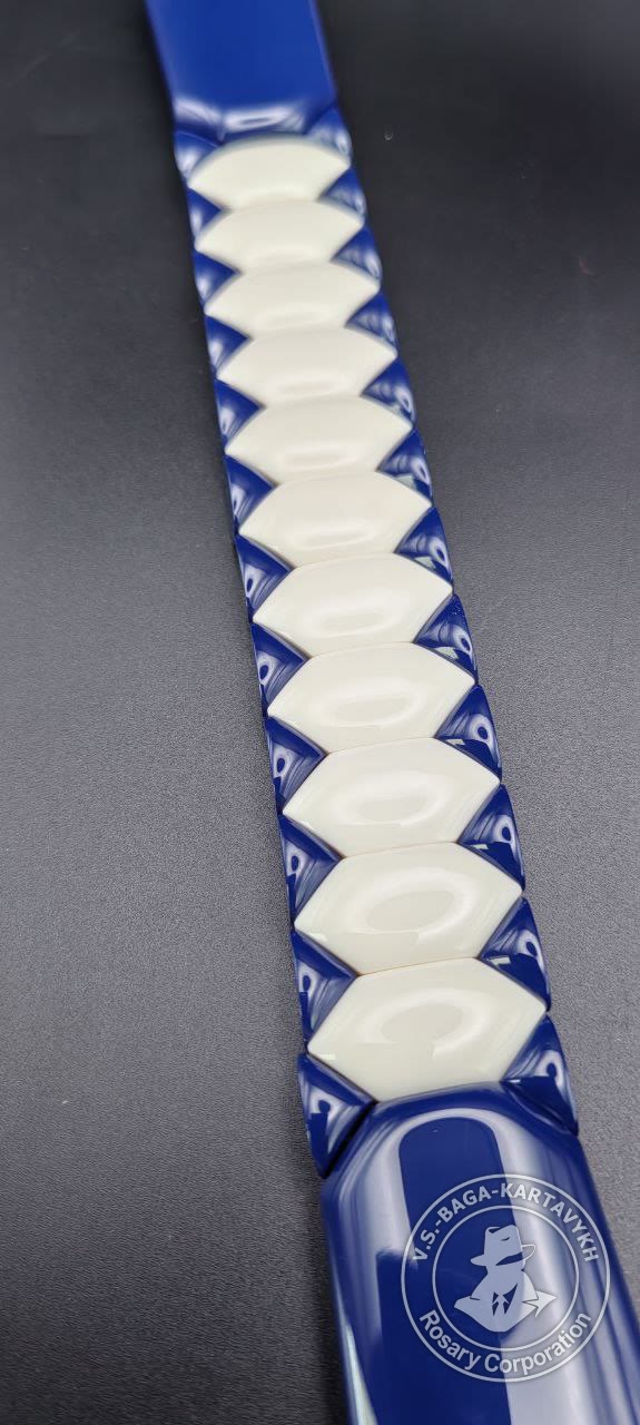 Hexagonal pogon worry beads — Aramith billiard ball, no. 503 — 2