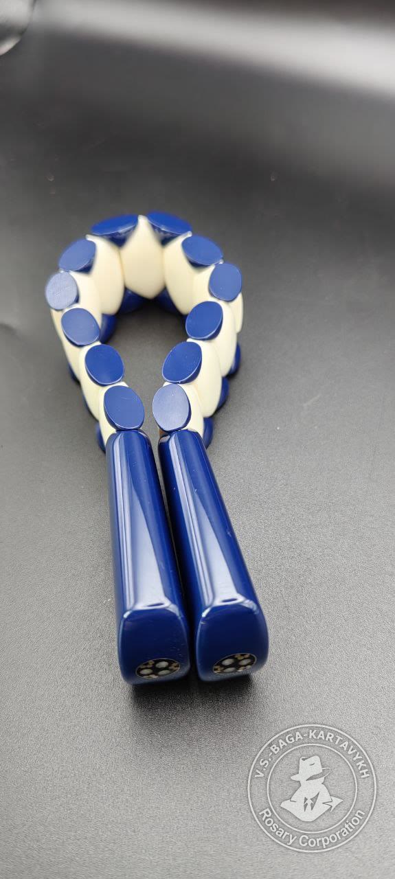Hexagonal pogon worry beads — Aramith billiard ball, no. 503 — 4