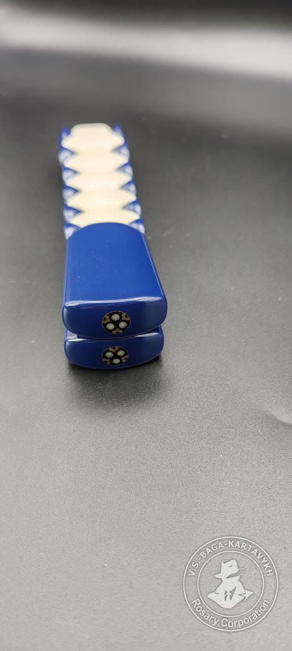Hexagonal pogon worry beads — Aramith billiard ball, no. 503 — 5