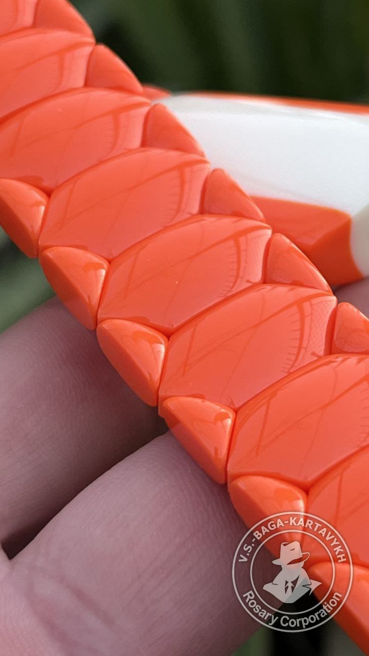 Hexagonal pogon worry beads — Aramith billiard ball, no. 669 — 7