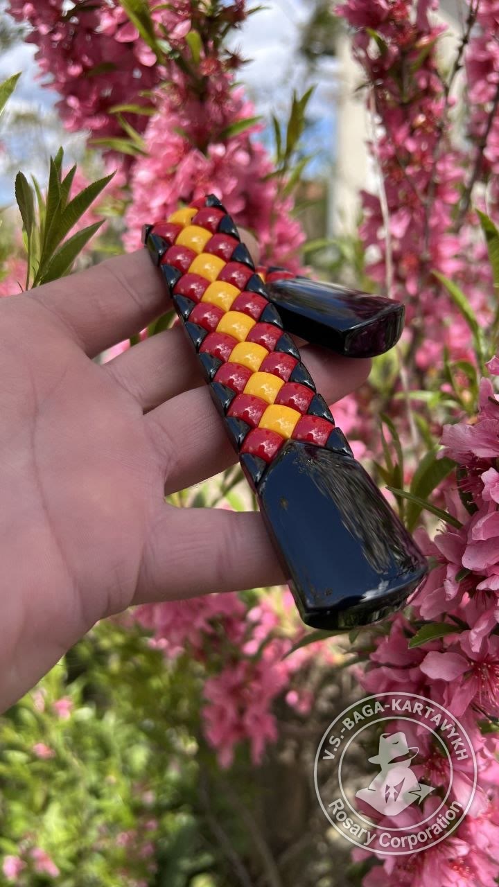 Mosaic worry beads — Aramith bowling ball, no. 733 — 7