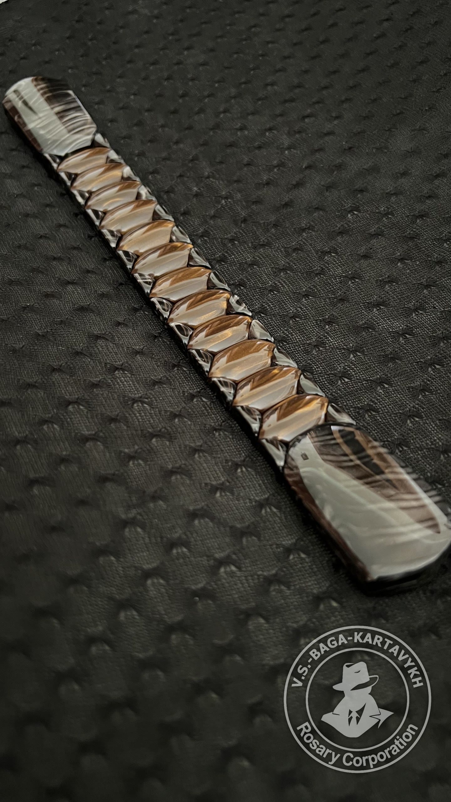 Hexagonal pogon worry beads — juma, no. 750 — 2