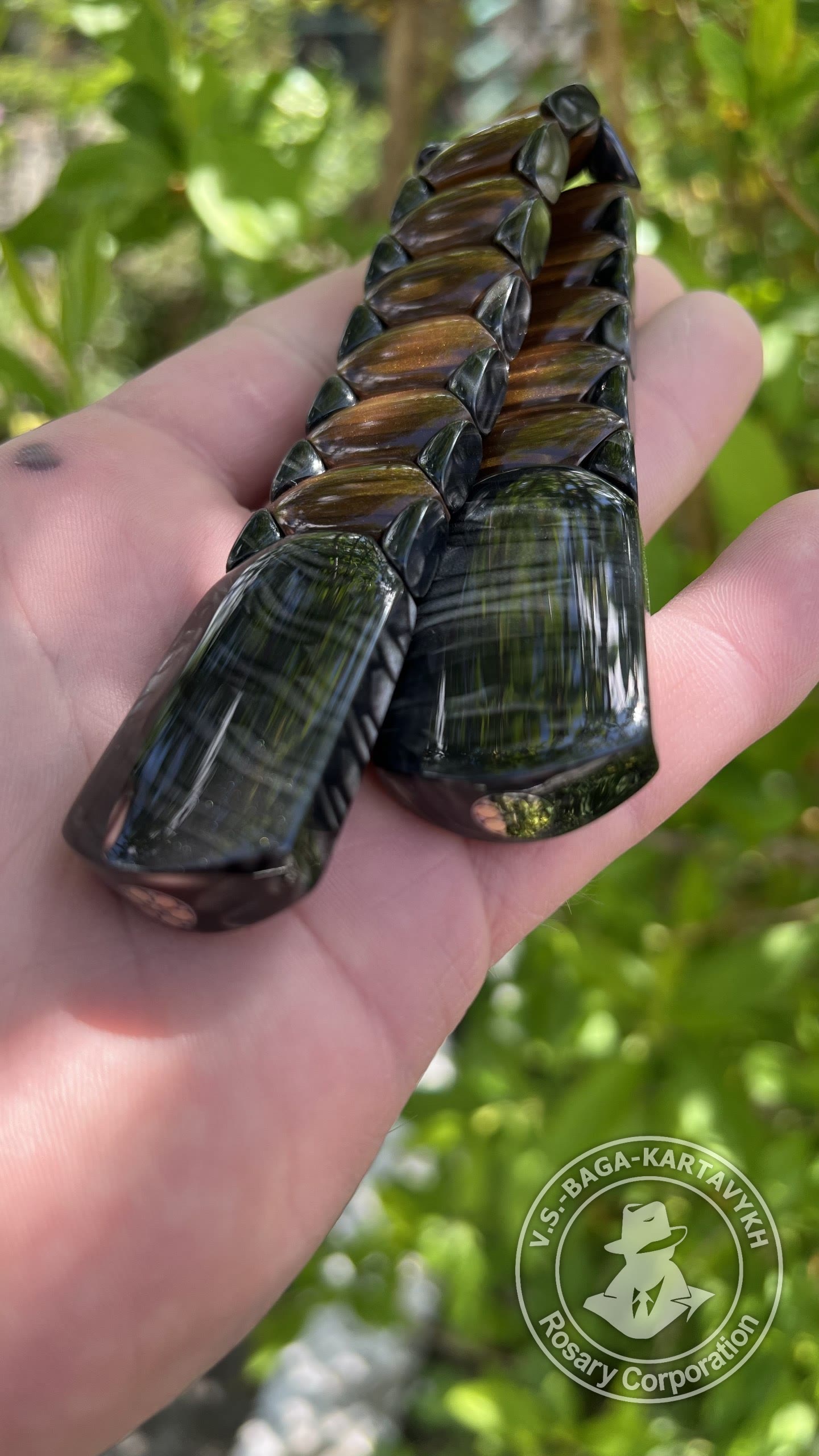 Hexagonal pogon worry beads — juma, no. 750 — 4